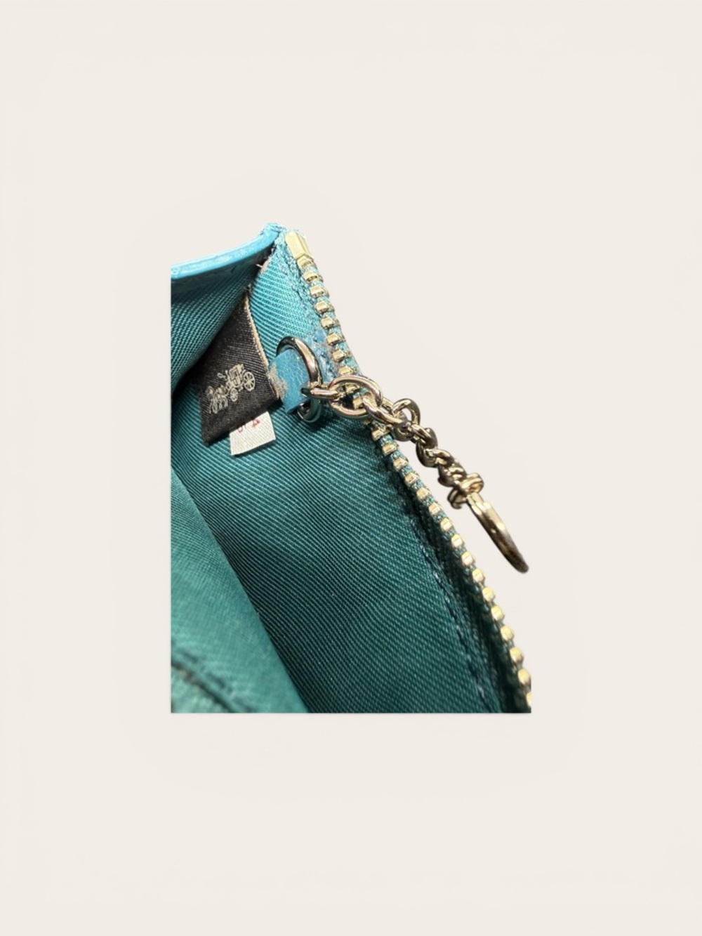 🤎COACH🤎Mini Skinny ID Case in Dark Teal Wildflower Print w/Keychain/NWOT - Picture 6 of 7